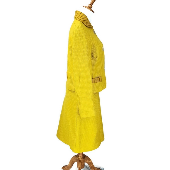 Philosophy Di Alberta Ferretti Vintage Wool Retro Mod Mustard Jacket Skirt Suit - Picture 2 of 16